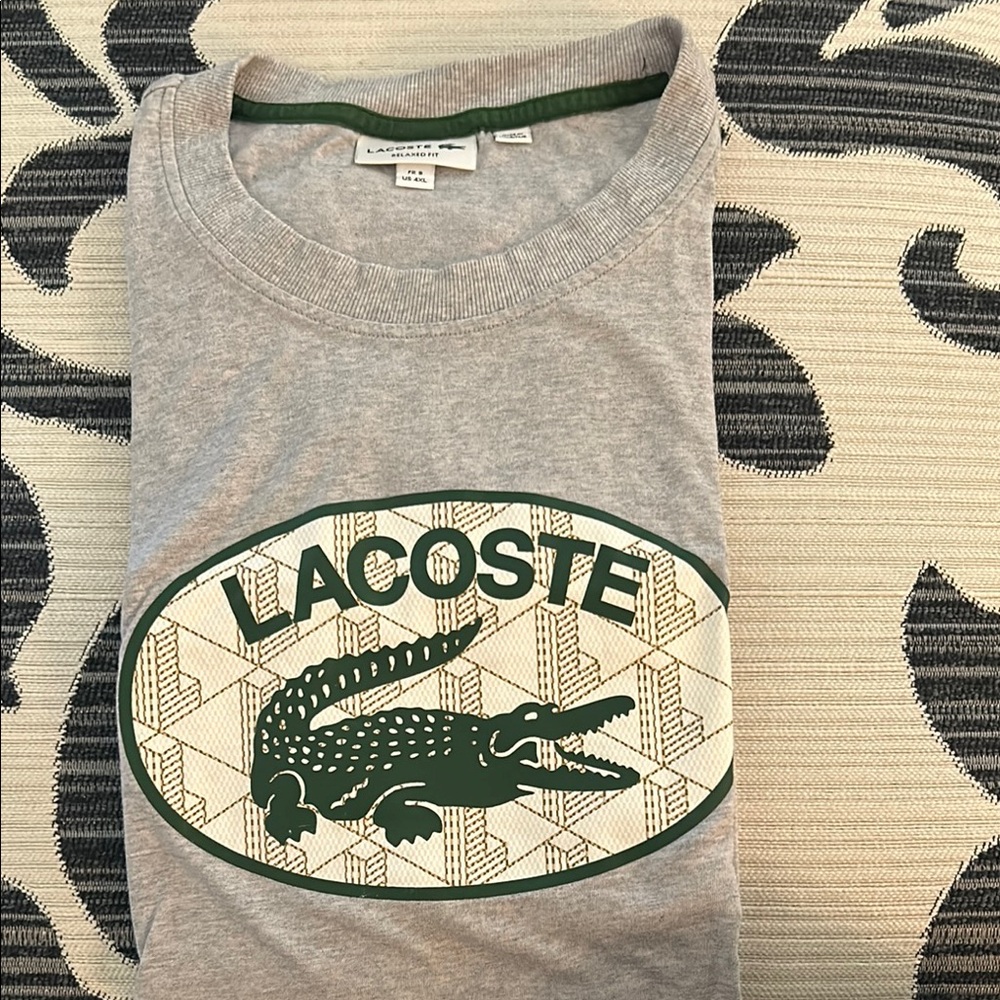 Lacoste Gray T-Shirt with Green Logo